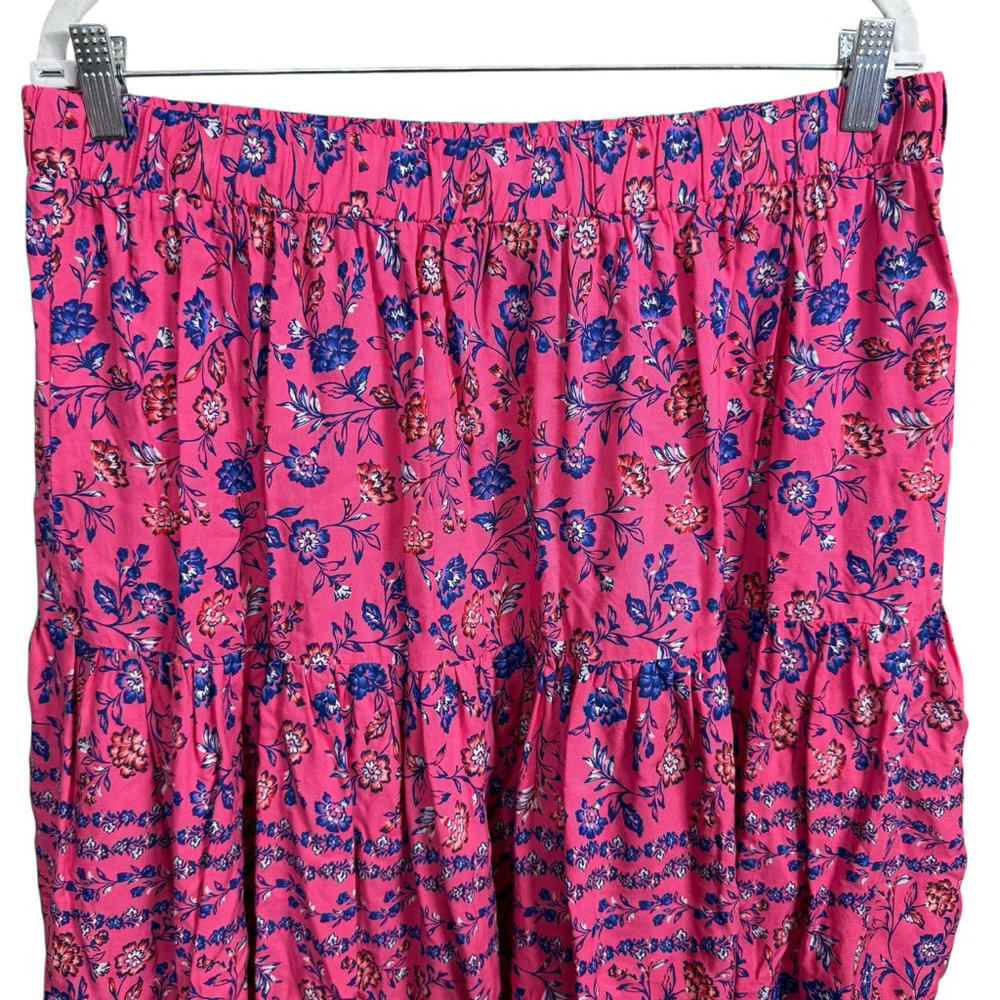 Lane Bryant Pink Floral Drop Waist Skirt Size 14/16 Boho Rayon - Picture 6 of 9